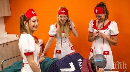 палавница секссимволът биатлона снима медицинска сестра