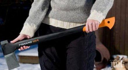 екшън полицията роман задържа мъж забил секира вратата жилището свой финансов партньор