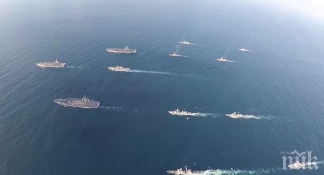 Три американски самолетоносача започнаха съвместно учение с южнокорейски военноморски сили (ВИДЕО)