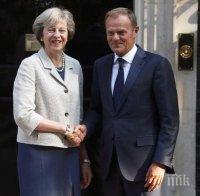 Тереза Мей и Доналд Туск обявиха, че остава още работа по споразумението за условията на Брекзит