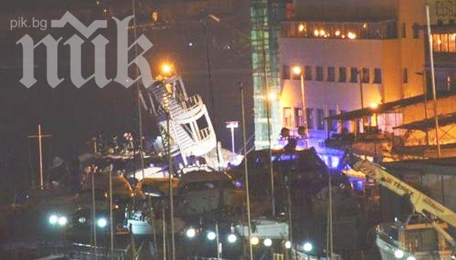 Чудовищен кораб събори кула на порта в Генуа, има загинали