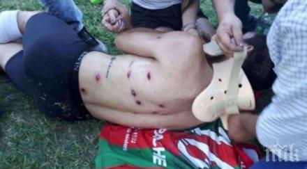 невиждан терор полицаи надупчиха футболист куршума време мач видео снимки