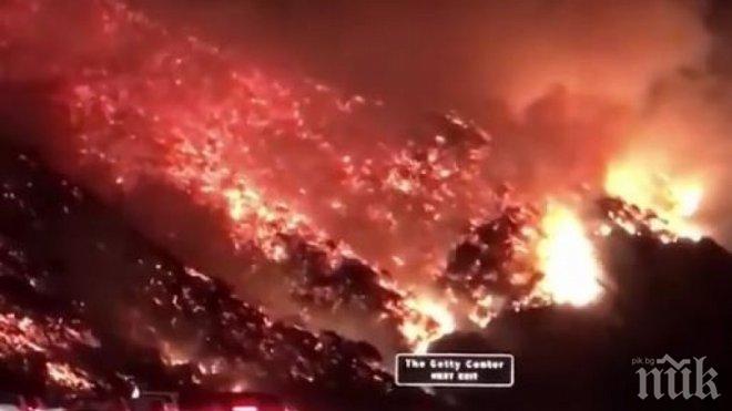 АПОКАЛИПСИС В ГРАДА НА АНГЕЛИТЕ! Лос Анджелис е в огнен ад, гледката е като филм на Роланд Емерих - стихията Тома е с големината на Ню Йорк (УНИКАЛНО ВИДЕО)