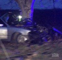 Кола се разпадна при жесток удар в дърво