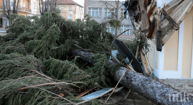 Ураганен вятър бушува в Сливен