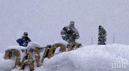 невиждан сняг затрупа икономическия форум давос