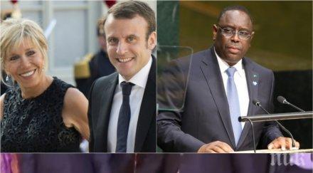 тотален хит макрон обърка жена сенегалския президент видео