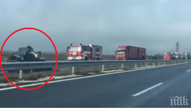 ИЗВЪНРЕДНО! Кърваво меле с три трупа на магистрала Хемус (СНИМКА)