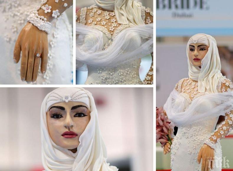 Сладкарски шедьовър за милион долара! В Дубай показаха торта във формата на булка в цял ръст