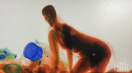 шок пътничка мина рентген багаж страх откраднат чантите видео