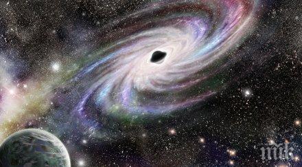 зрелище супермасивна черна дупка погълна галактика поничка