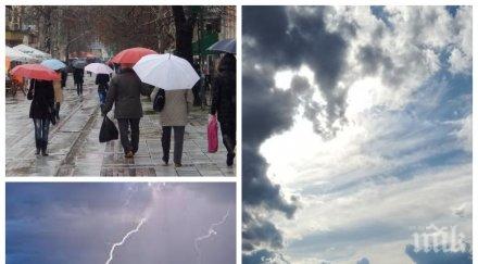 забравяйте чадърите променлива облачност краткотрайни валежи места гръмотевици