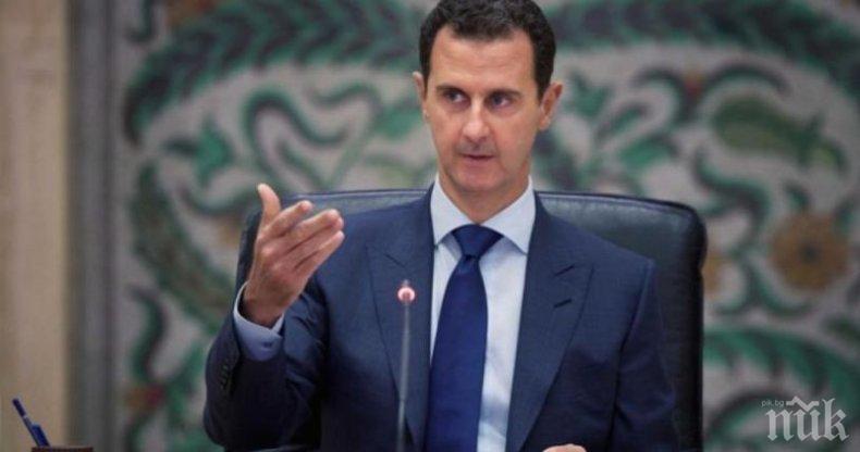 Башар Асад: САЩ не са се отказали от плановете за разчленяване на Сирия и Ирак