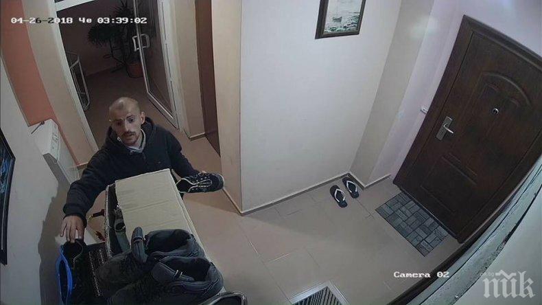 Камери заснеха Галин Вампира, откраднал обувки от блок в Бургас