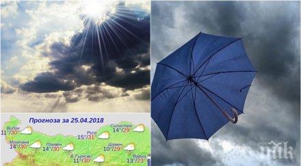 стихии българия вторник морят гръмотевици дъжд облаци