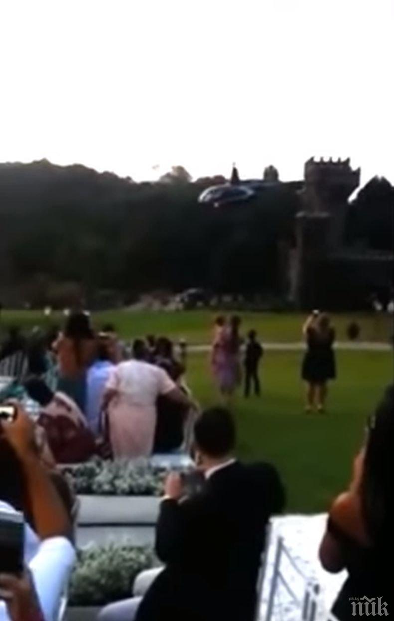 На косъм! Хеликоптер едва не уби булка (ВИДЕО)