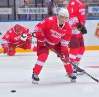 Путин мушна пет гола в хокеен мач (ВИДЕО)