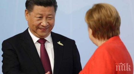 китайският президент срещна ангела меркел призова отношения високо ниво страни