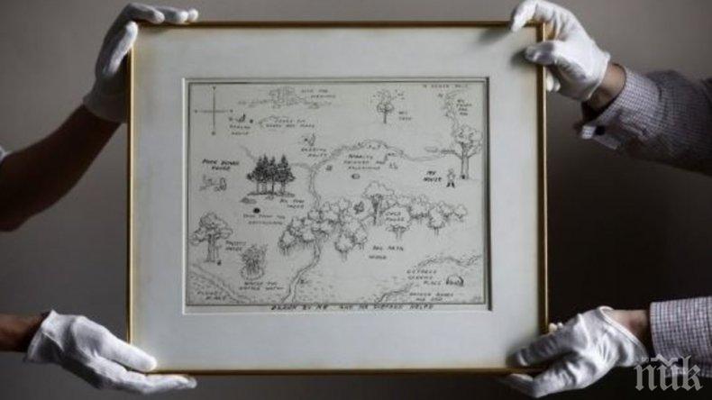 Продават на търг оригиналната карта на Голямата гора от Мечо Пух
