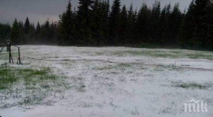 родопите натрупа лед едночасова градушка славейно видео снимки