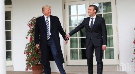 учтивост макрон иска вежлив натиск доналд тръмп