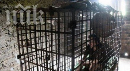 китаец години заключен клетка окован вериги