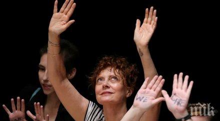 белезници арестуваха сюзън сарандън участие митинг доналд тръмп