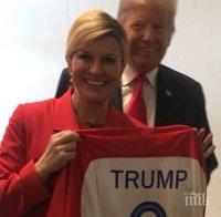 ХИТ! Тръмп получи фланелка на Хърватия с номер 9, десетката е за Тереза Мей