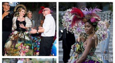 уникално шоу езерото комо наоми кембъл пера злато ревюто долче габана снимки видео