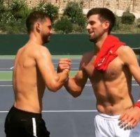 СБЛЪСЪК НА ТИТАНИ! Гришо и Ноле голи на корта! Българинът спечели любопитен дуел (ВИДЕО)