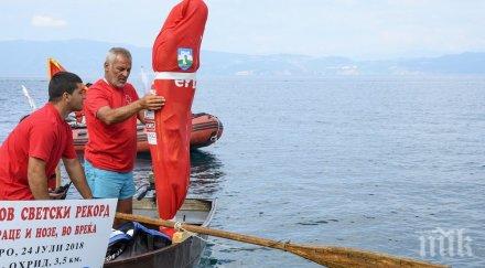 българин преплува чувал 3380 метра охридското езеро