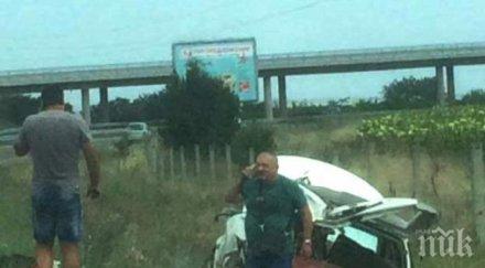 извънредно катастрофа блoкира магистрала тракия откараха жена линейка снимки