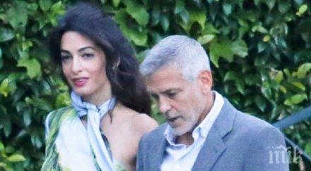 ваканция амал джордж клуни вечеряха приятели езерото комо снимка