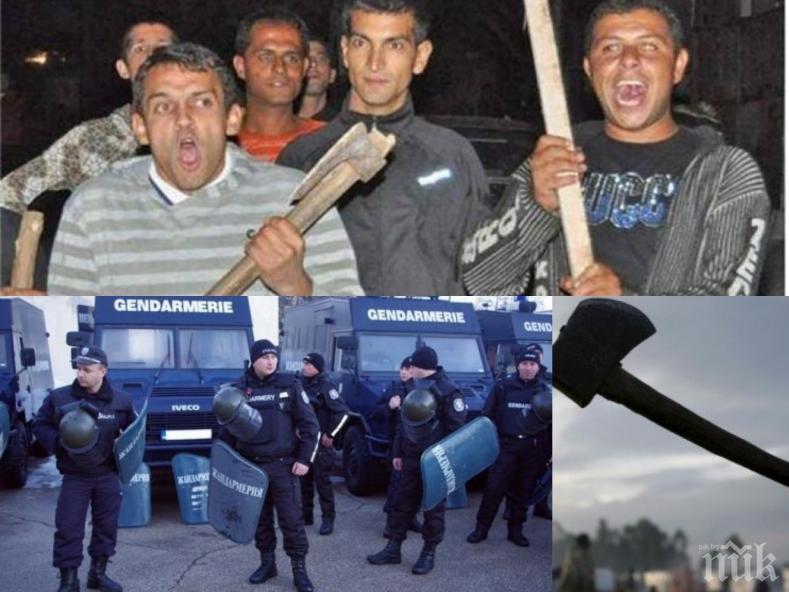 ЖЕСТОКО МЕЛЕ! Цигани нападнаха полицаи с брадви и улуци в Хасково, униформен е ударен в главата