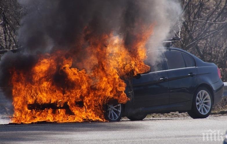 УЖАСЯВАЩ ИНЦИДЕНТ! БМВ пламна като факла на прохода Петрохан