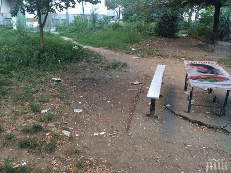 ПОТРЕС В ПЛОВДИВ! Тийнейджъри превърнаха в кочина градинка в Кючука (СНИМКИ)