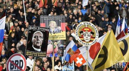 скандал германия крайнодесният демонстрант скочил телевизионен екип дрезден оказа полицай