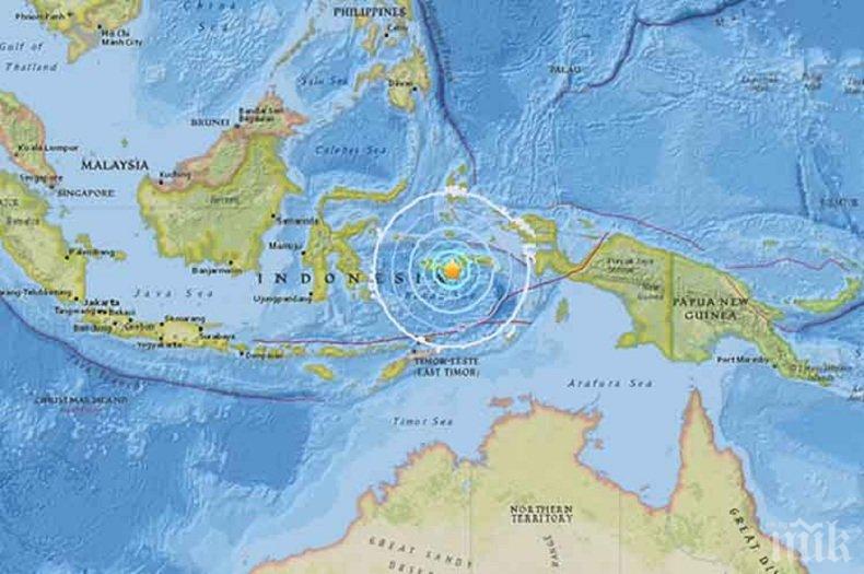 Земетресение с магнитуд 5,7 край бреговете на Индонезия