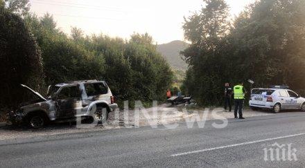 последните минути джип изгоря международния път