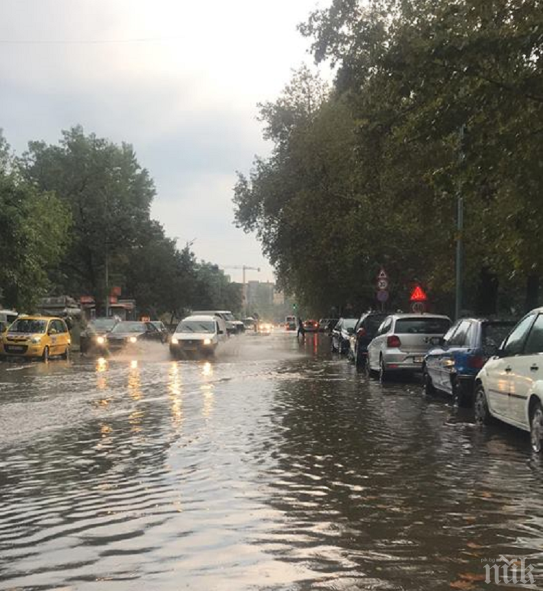 СЛЕД БУРЯТА! Улици в Пловдив под вода, развален светофар побърка шофьорите (СНИМКИ)