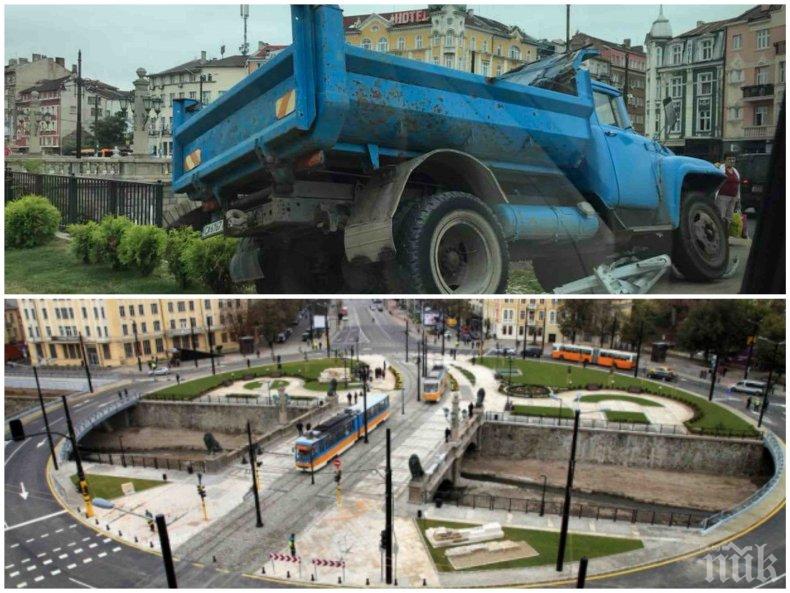 ПЪРВО В ПИК TV! Зрелищна каскада в центъра на София със стар камион (СНИМКИ)