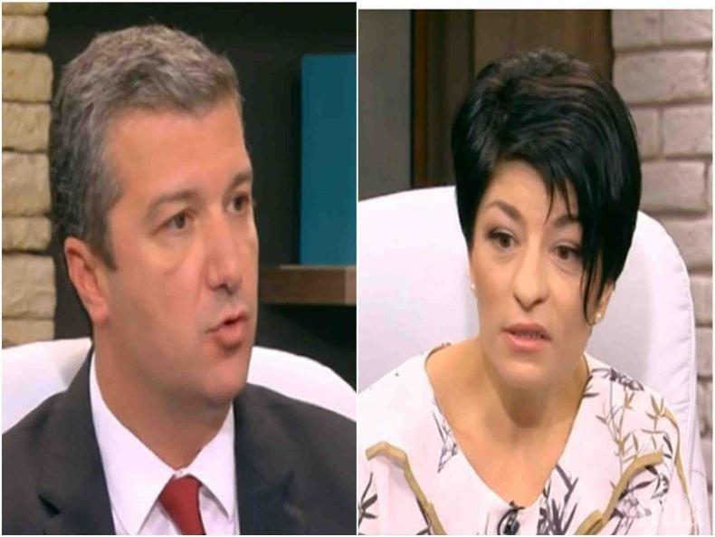 ИСКРИ В ЕФИР! Десислава Атанасова и Драгомир Стойнев се хванаха за гушите. Той: Заради вас сме в чакалнята на чакалните на еврозоната. Тя: БСП от възрастта вече е дементна 