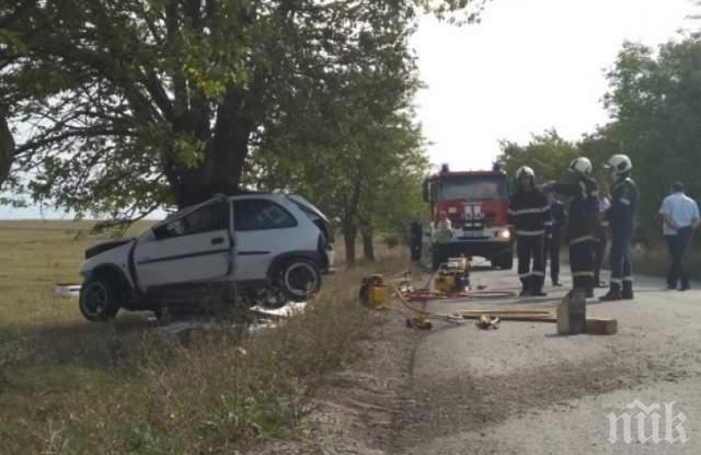 ТРАГЕДИЯ! Жена загина при удар в дърво (СНИМКИ)