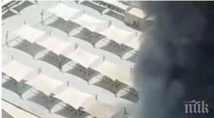 огнен ужас новостроящ небостъргач кувейт избухна пламъци видео