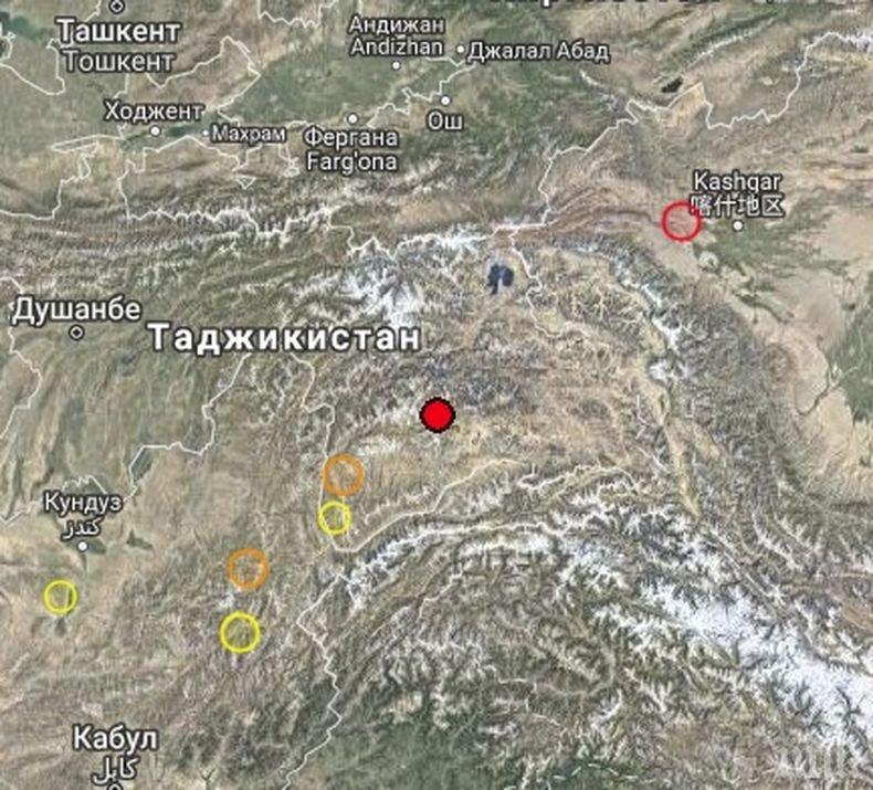 Земетресение с магнитуд 4.6 по Рихтер бе регистрирано на територията на Таджикистан