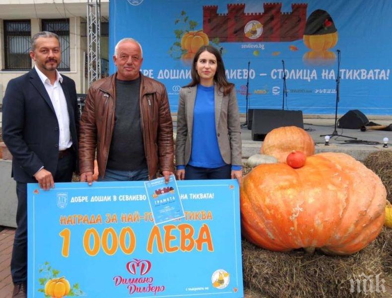 РЕКОРД! Земедец отгледа 260-килограмова тиква край Севлиево (СНИМКА)