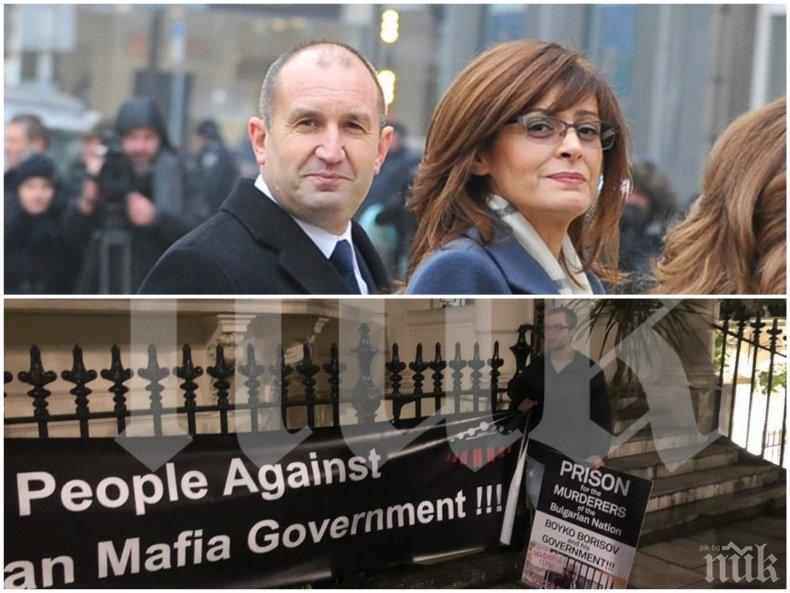 ПЪРВО В ПИК! Скандални призиви в Лондон преди срещата на президента Радев с българи в посолството: Затвор за Бойко Борисов (СНИМКИ)