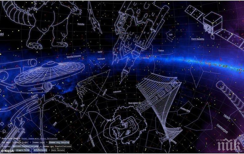 УНИКАЛНО: Виждали ли сте кораба Ентърпрайс и Годзила на нощното небе - ето какво улови интерактивният сайт на НАСА (СНИМКИ)