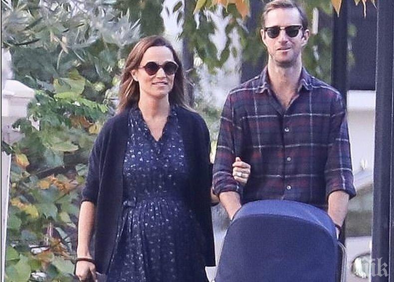 Родители за пример: Пипа Мидълтън и съпругът й Джеймс Матюс на първа разходка с новородения им син (СНИМКИ)