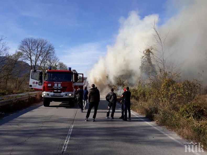 Автобус се запали край Мездра (СНИМКИ)